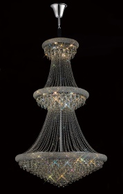 Alexandra Polished Chrome Crystal Ceiling Lights Diyas Tiered Crystal Fittings